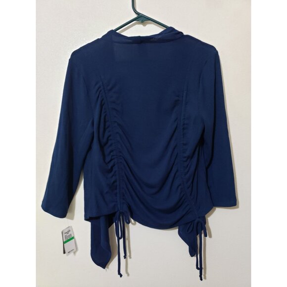 Planet Gold navy, open front, long sleeve, ruched back cardigan, size L - Picture 4 of 4